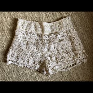 High waisted lace shorts.